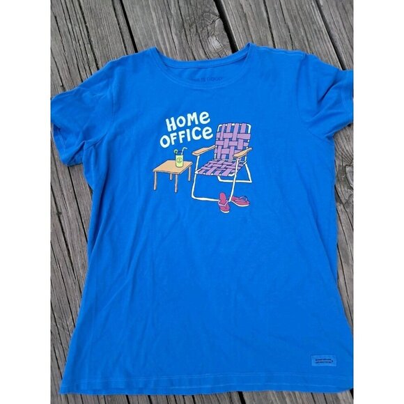 Life is Good Crusher Graphic T-shirt Blue Short Sleeve Crew Neck Home Office M - Picture 1 of 1